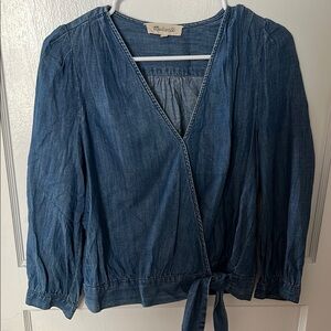 Madewell Denim Blue Wrap Blouse